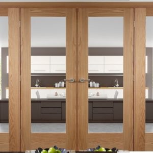 Easi-Frame with Oak Pattern 10 (CLEAR GLASS) Doors and Side Panels - XL